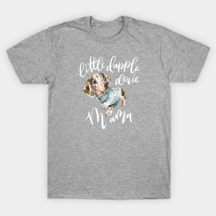 Dapple Doxie Mama, Chocolate in Blue T-Shirt